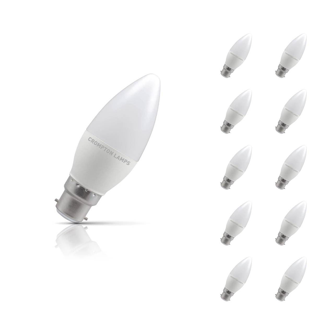 Crompton Candle LED Light Bulb Dimmable B22 5W (40W Eqv) Daylight 10-Pack