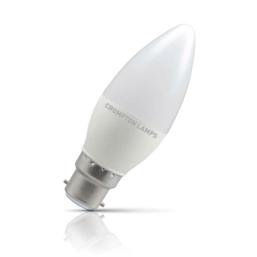 Crompton Candle LED Light Bulb Dimmable B22 5W (40W Eqv) Daylight Opal