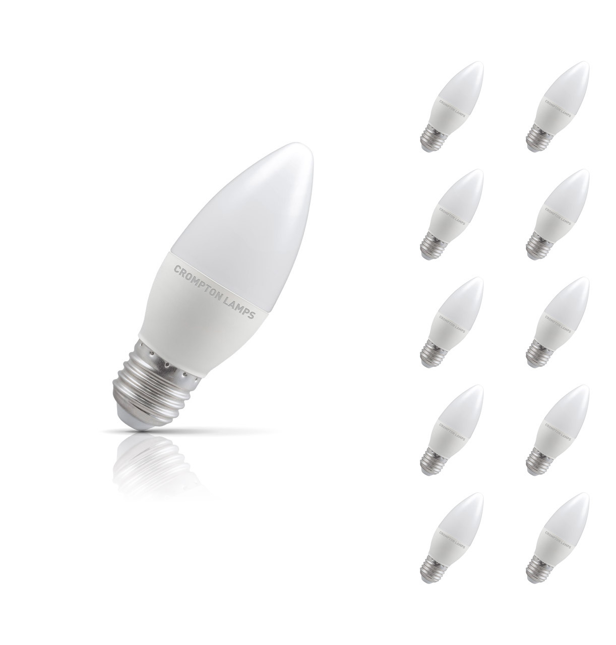 Crompton Candle LED Light Bulb E27 4.9W (40W Eqv) Daylight 10-Pack Opal
