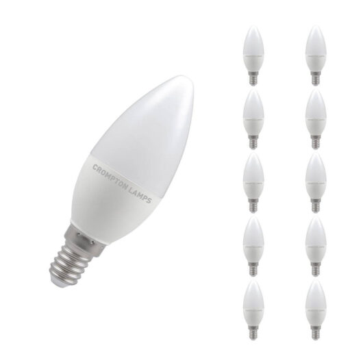 Crompton Lamps LED Candle 4.9W E14 (10 Pack) Daylight Opal (40W Eqv)