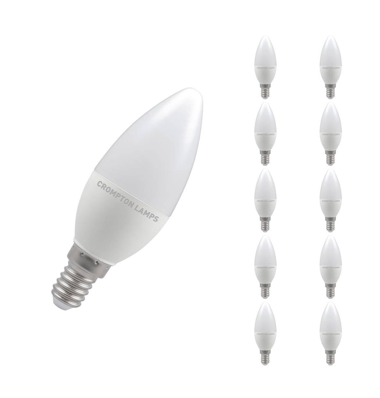 Crompton Lamps LED Candle 4.9W E14 (10 Pack) Daylight Opal (40W Eqv)