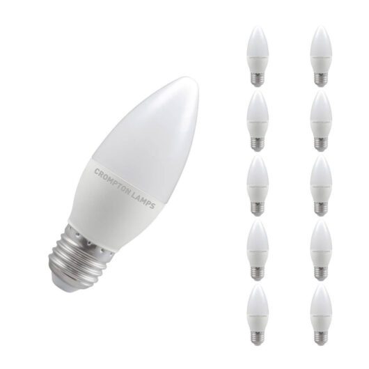 Crompton Lamps LED Candle 4.9W E27 (10 Pack) Daylight Opal (40W Eqv)