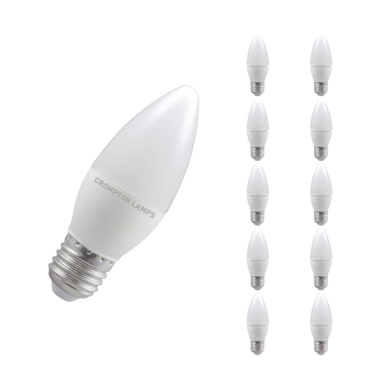 Crompton Lamps LED Candle 4.9W E27 (10 Pack) Daylight Opal (40W Eqv)