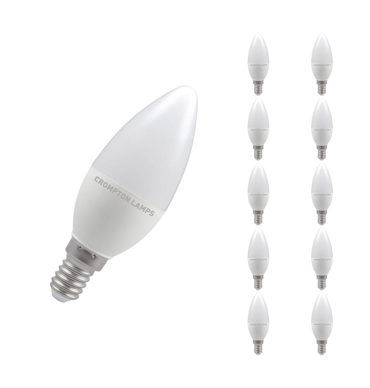 Crompton Lamps LED Candle 5W E14 Dimmable (10 Pack) Daylight Opal (40W Eqv)