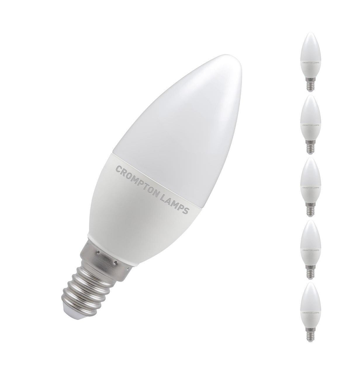 Crompton Lamps LED Candle 5W E14 Dimmable (5 Pack) Daylight Opal (40W Eqv)