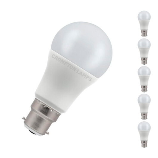 Crompton Lamps LED GLS 11W B22 Dimmable (5 Pack) Daylight Opal (75W Eqv)