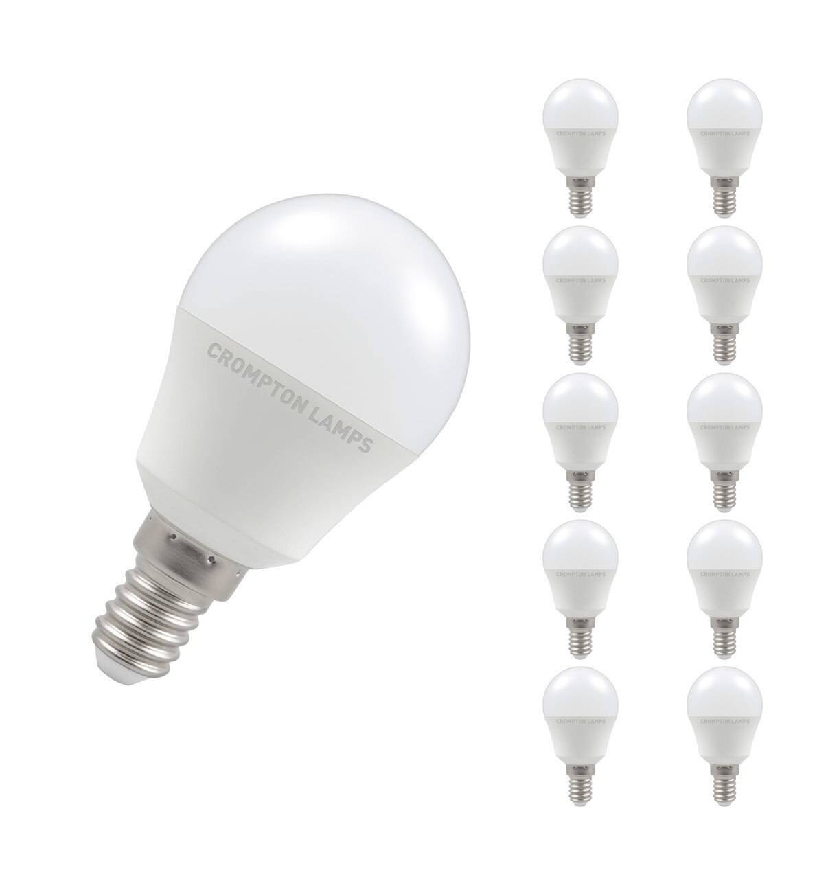 Crompton Lamps LED Golfball 4.9W E14 (10 Pack) Daylight Opal (40W Eqv)