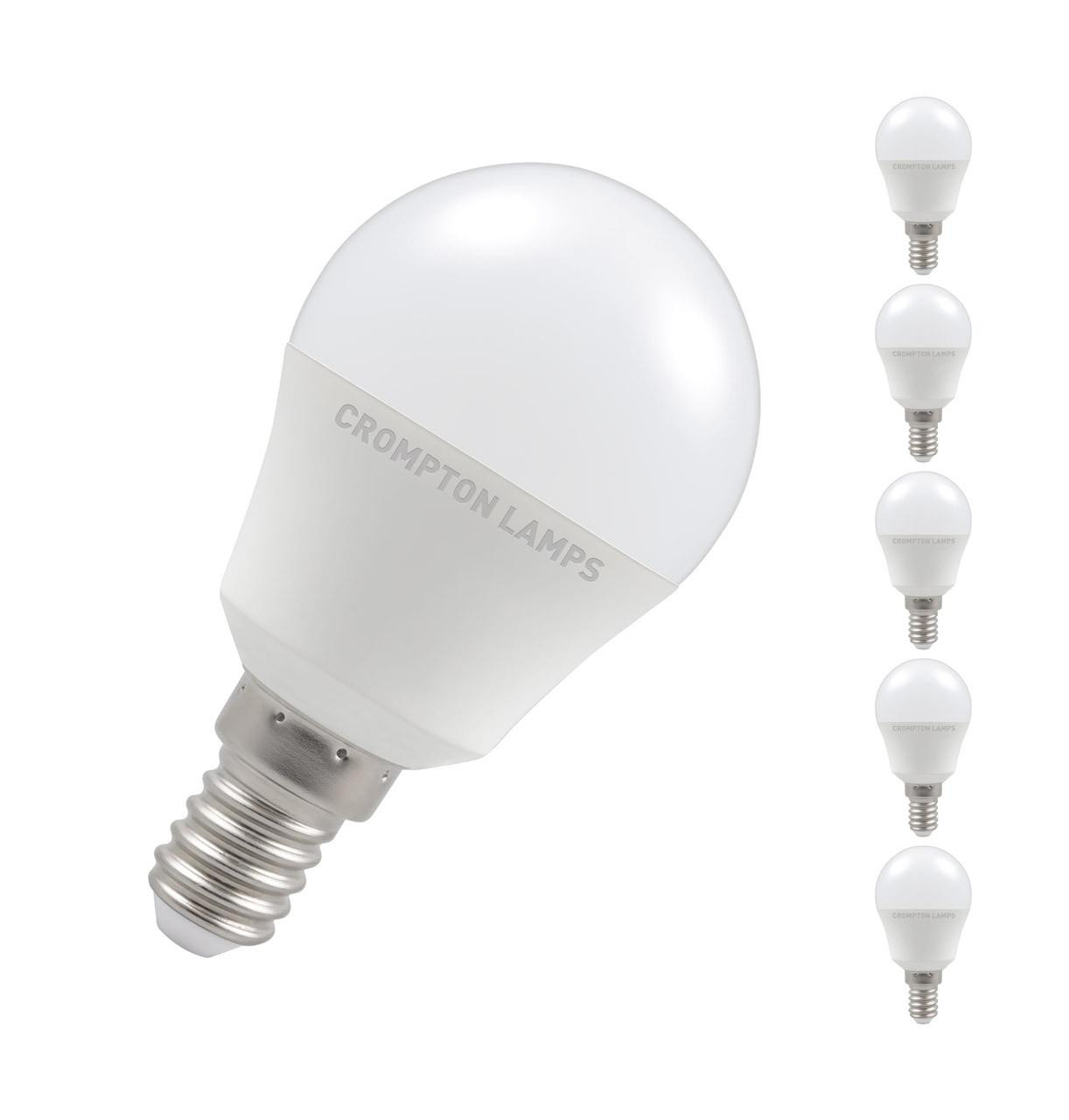 Crompton Lamps LED Golfball 4.9W E14 (5 Pack) Daylight Opal (40W Eqv)