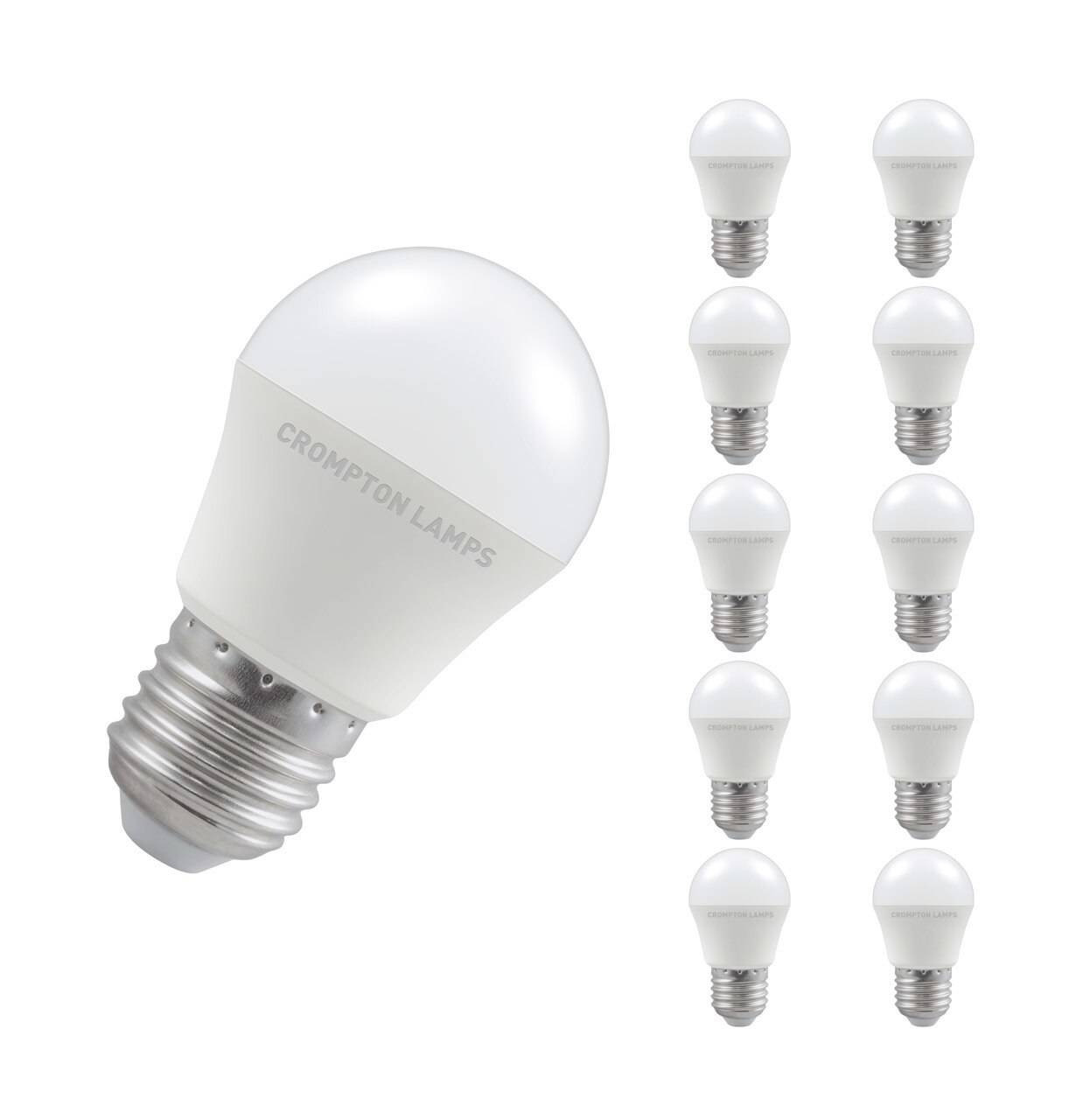 Crompton Lamps LED Golfball 4.9W E27 (10 Pack) Daylight Opal (40W Eqv)