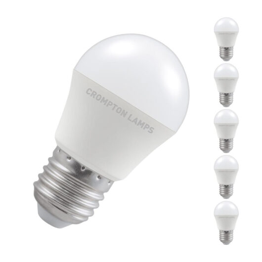 Crompton Lamps LED Golfball 4.9W E27 (5 Pack) Daylight Opal (40W Eqv)