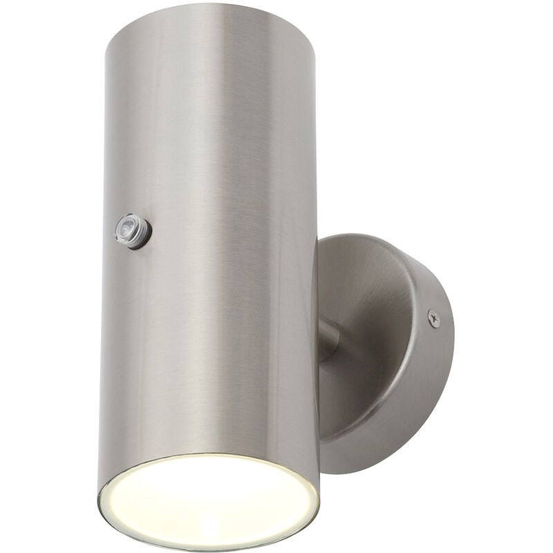 Lem Wall Light UpDown Outdoor Fitting With Photocell - Stainless Steel - Litecraft