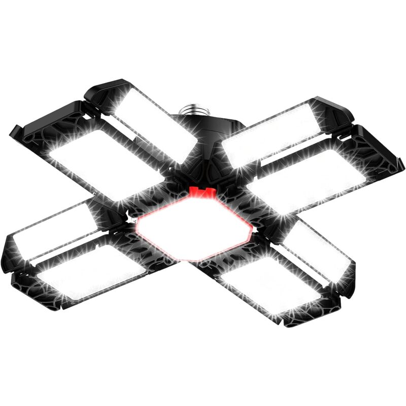 200W led Garage Workshop Lighting 1pc - 20000LM 6500K Deformable Ceiling Light with 12 Adjustable Panels