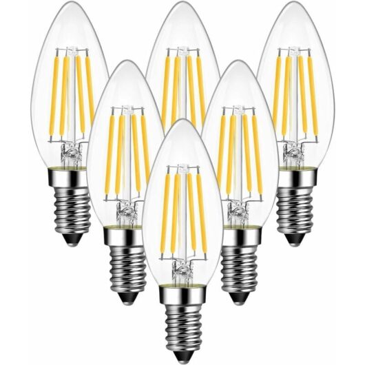 Daylight E14 led Candle Filament Bulbs, 40W Incandescent Bulbs Equivalent, 4W Energy Saving Light Bulbs,C35 ses Small Edison Screw Led Bulbs,Cool