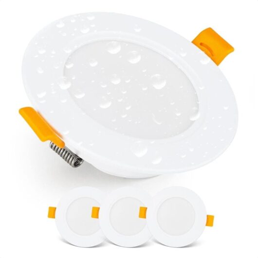 Led Recessed Downlight led Ceiling Spotlights IP54 for Bathroom, Wet Rooms, Cool White 6000k Set of 3 Extra Flat Round led Spotlights 7 Watt (7W) /