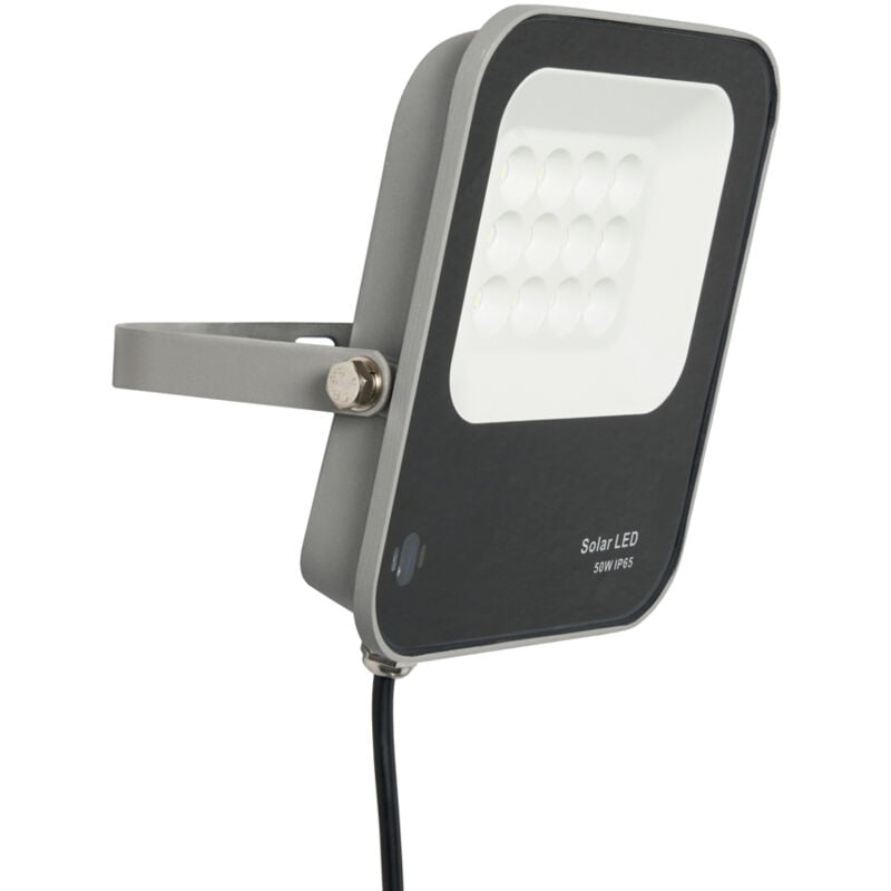 Litecraft Dwight Flood Light 50 Watt LED Outdoor Fitting With Solar Panel - Grey