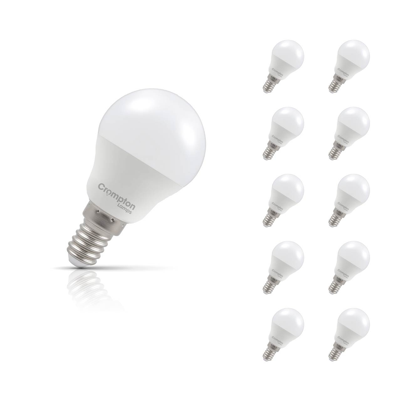 Crompton Lamps LED Golfball 2.2W E14 10-Pack Daylight Opal 25W Eqv
