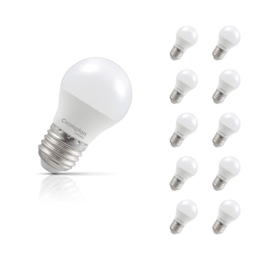 Crompton Lamps LED Golfball 2.2W E27 10-Pack Daylight Opal 25W Eqv