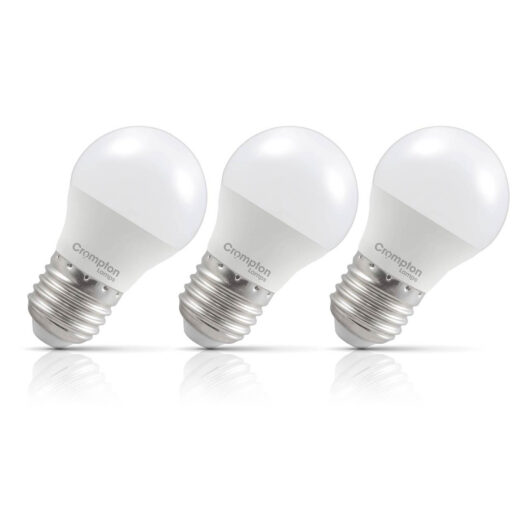 Crompton Lamps LED Golfball 6.5W E27 3-Pack Daylight Opal 60W Eqv