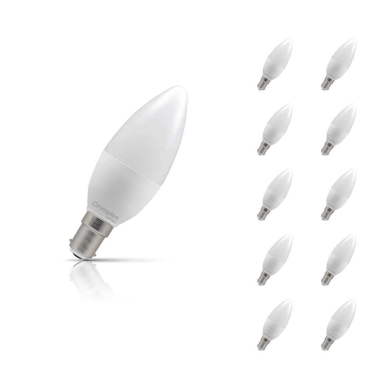 Crompton Lamps LED Candle 2.2W B15 10-Pack Daylight Opal 25W Eqv