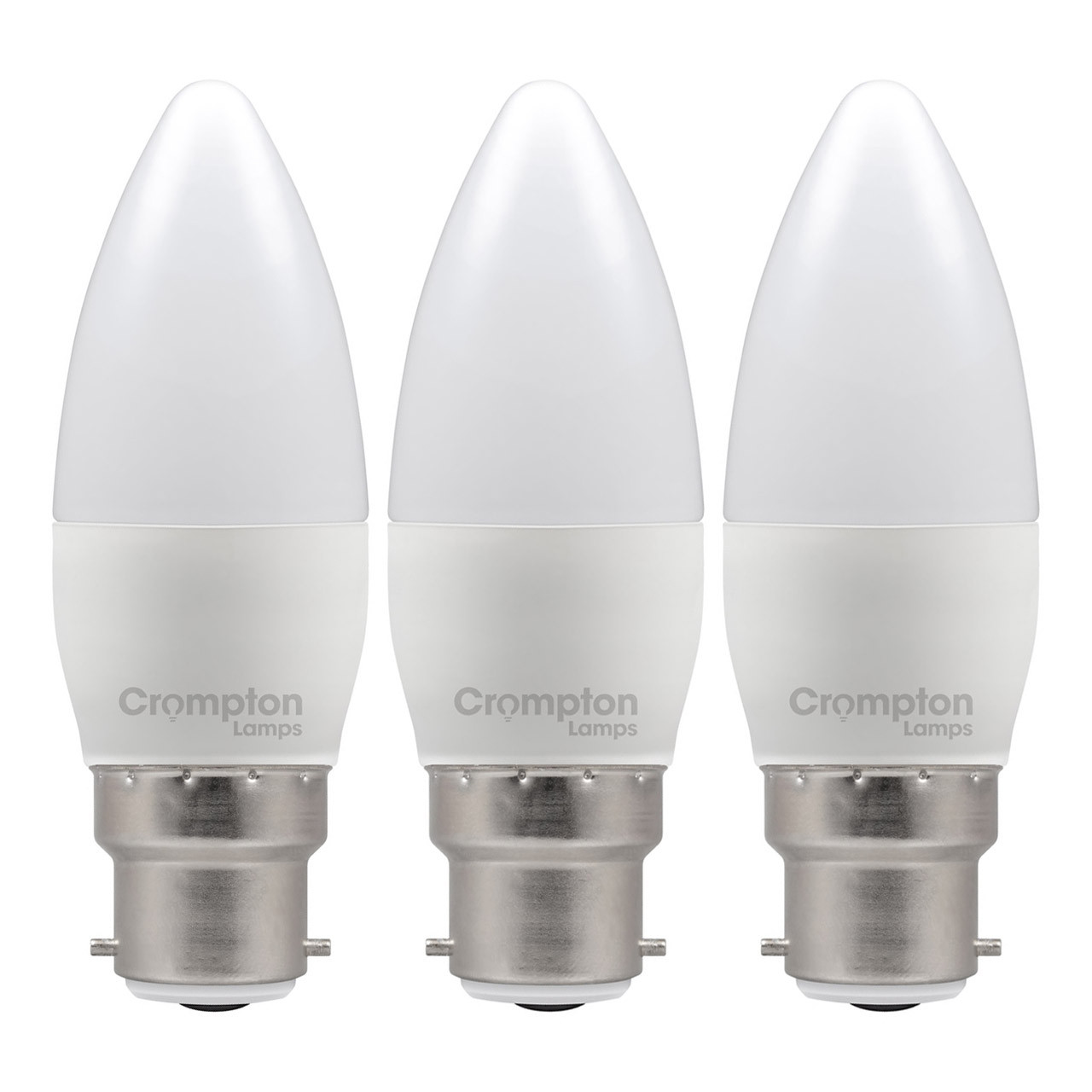 Crompton Lamps LED Candle 2.2W B22 (3 Pack) Daylight Opal (25W Eqv)