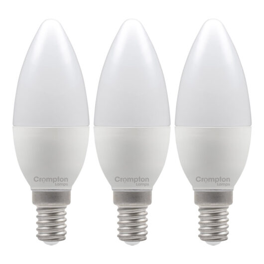 Crompton Lamps LED Candle 2.2W E14 (3 Pack) Daylight Opal (25W Eqv)
