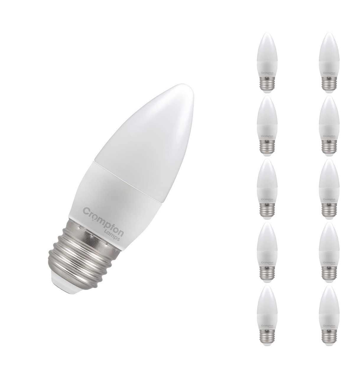 Crompton Lamps LED Candle 2.2W E27 (10 Pack) Daylight Opal (25W Eqv)