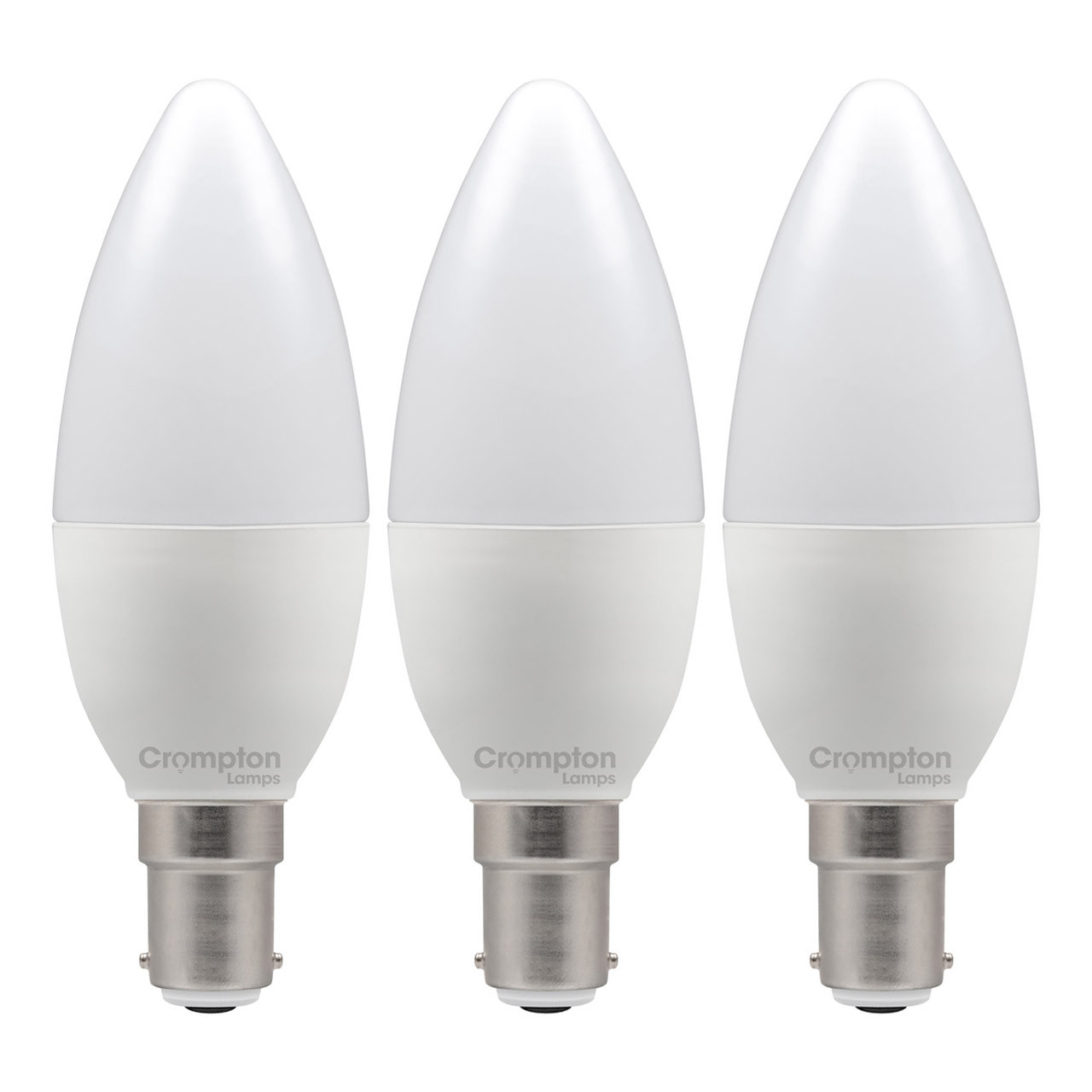 Crompton Lamps LED Candle 4.2W B15 Dimmable (3 Pack) Daylight Opal (40W Eqv)