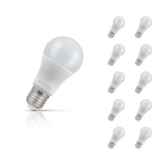 Crompton Lamps LED GLS 13W E27 Dimmable 10-Pack Daylight Opal 100W Eqv
