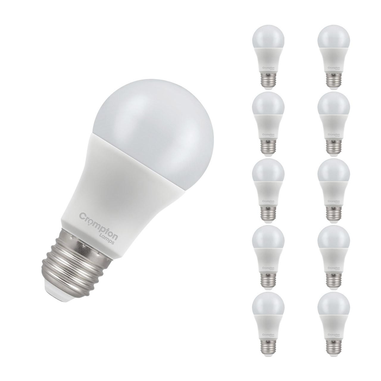 Crompton Lamps LED GLS 13W E27 Dimmable (10 Pack) Daylight Opal (100W Eqv)