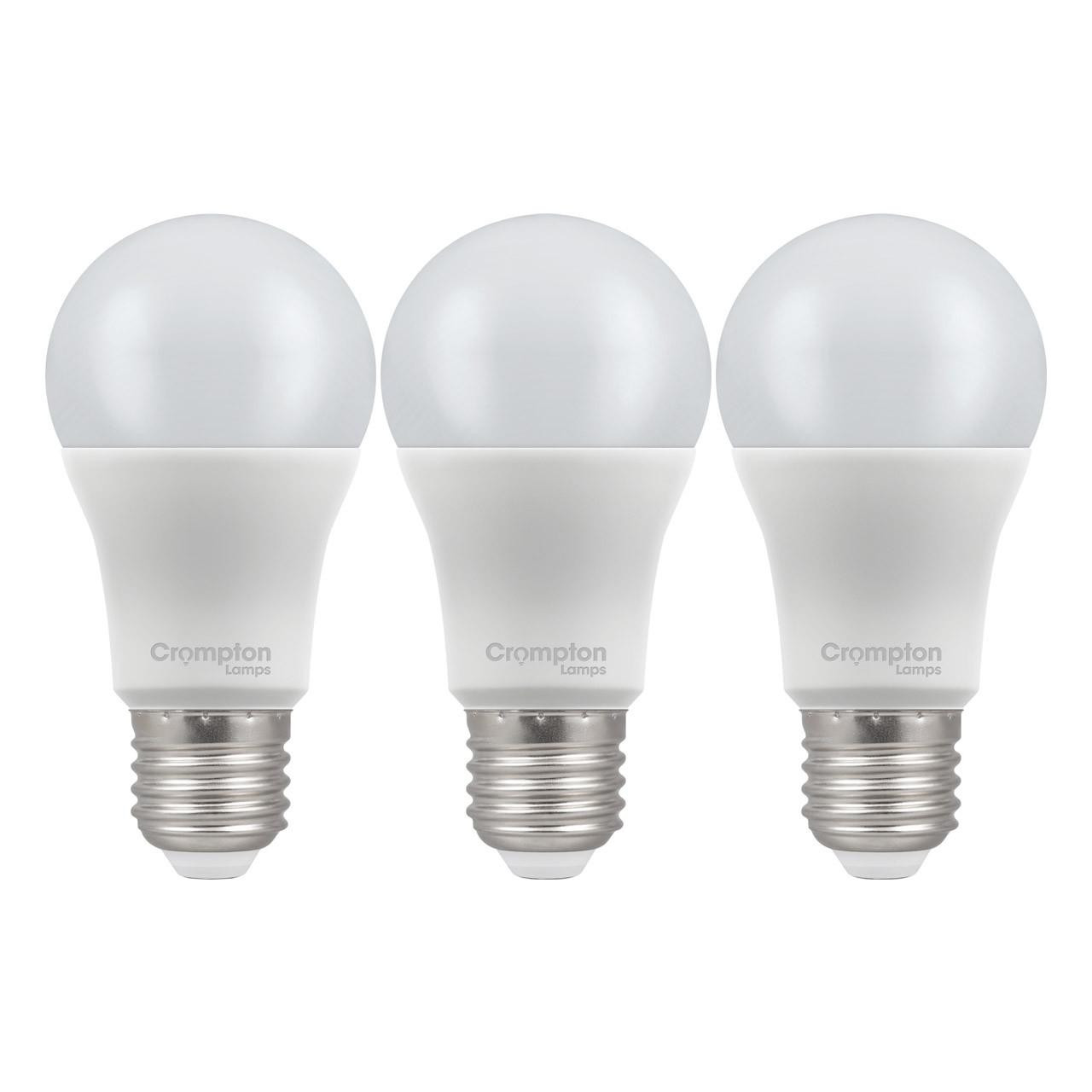 Crompton Lamps LED GLS 13W E27 Dimmable (3 Pack) Daylight Opal (100W Eqv)