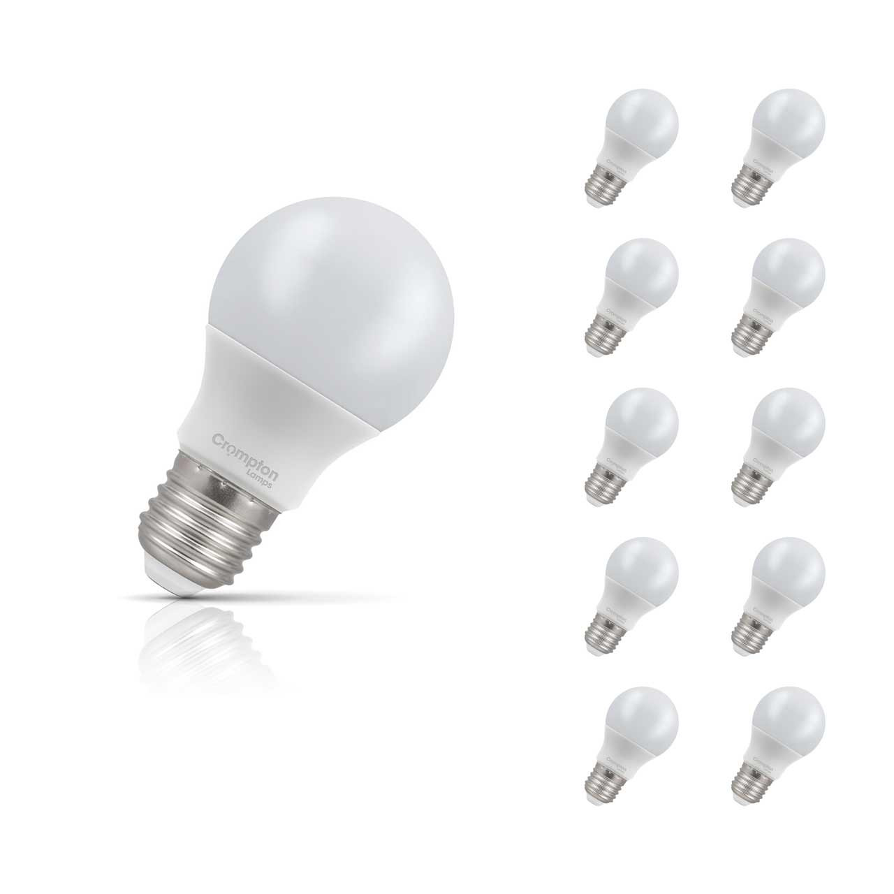 Crompton Lamps LED GLS 7W E27 10-Pack Daylight Opal 60W Eqv