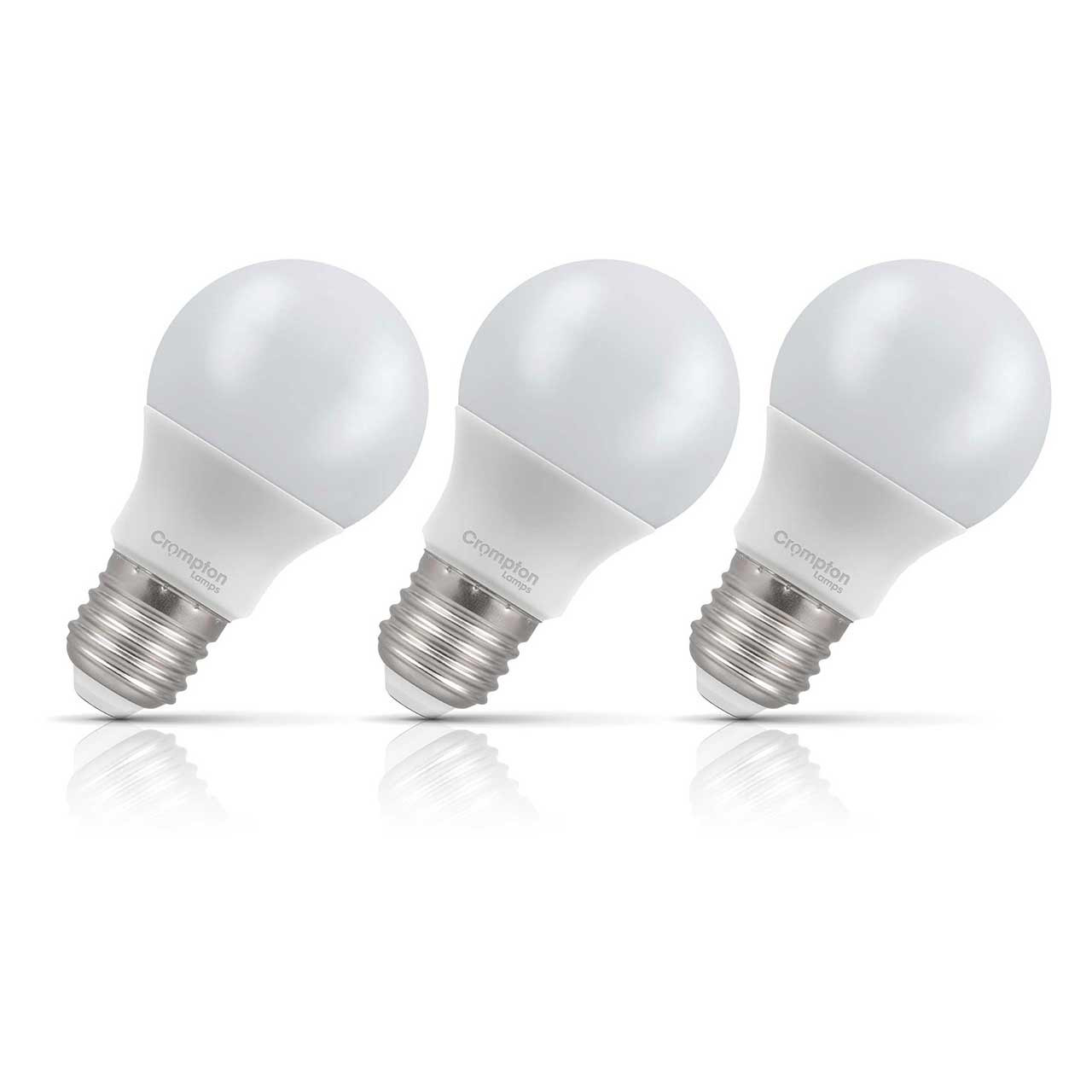 Crompton Lamps LED GLS 7W E27 3-Pack Daylight Opal 60W Eqv