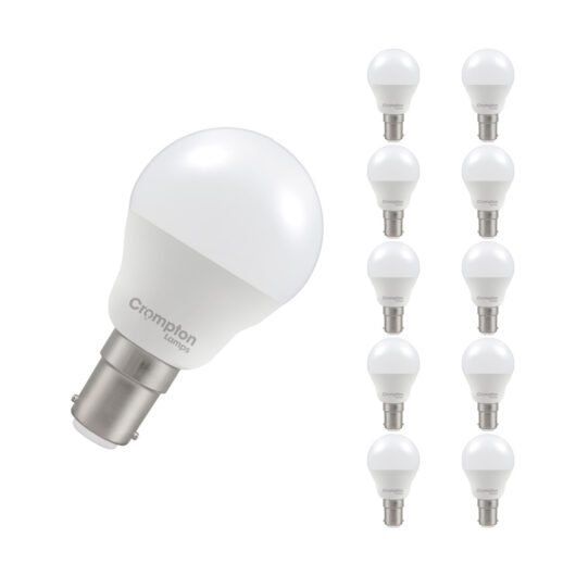 Crompton Lamps LED Golfball 2.2W B15 (10 Pack) Daylight Opal (25W Eqv)
