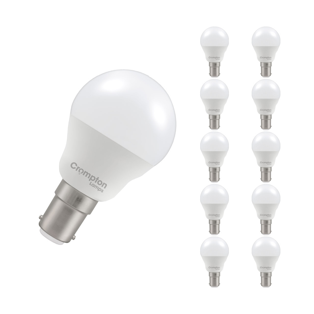 Crompton Lamps LED Golfball 2.2W B15 (10 Pack) Daylight Opal (25W Eqv)