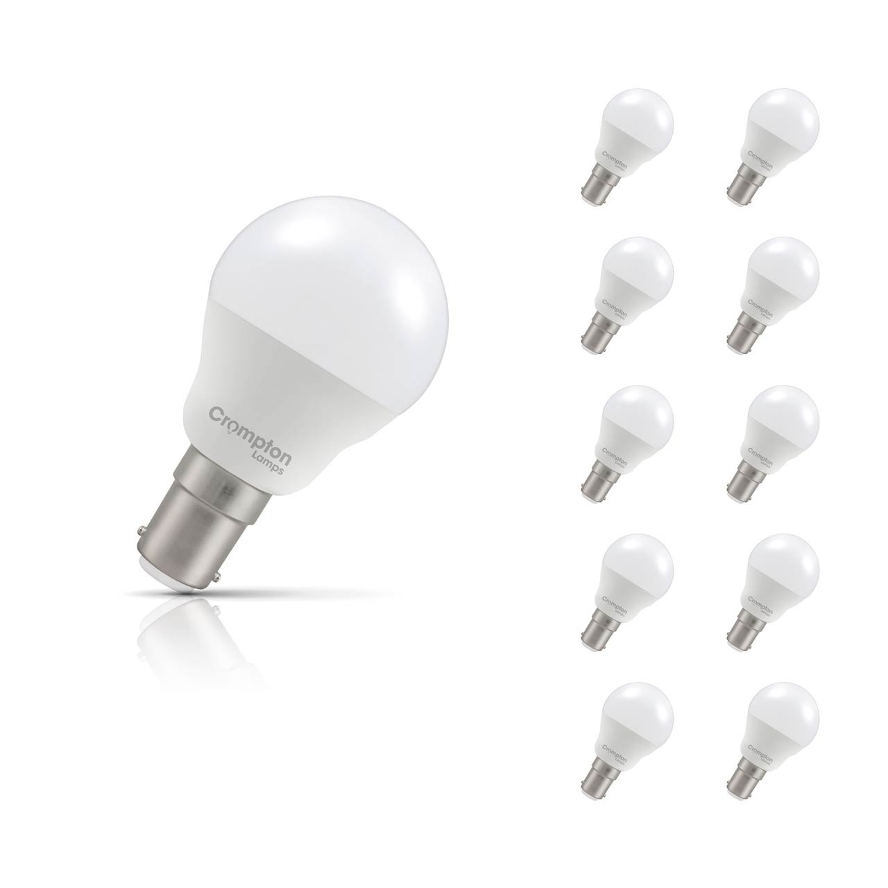 Crompton Lamps LED Golfball 5.9W B15 Dimmable 10-Pack Daylight Opal 60W Eqv