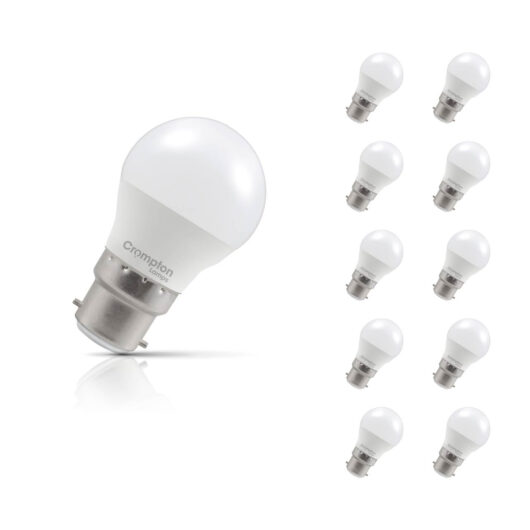 Crompton Lamps LED Golfball 5.9W B22 Dimmable 10-Pack Daylight Opal 60W Eqv