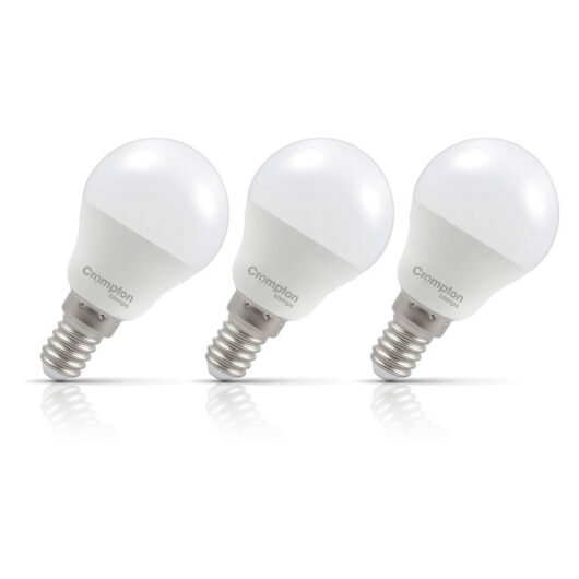 Crompton Lamps LED Golfball 5.9W E14 Dimmable 3-Pack Daylight Opal 60W Eqv