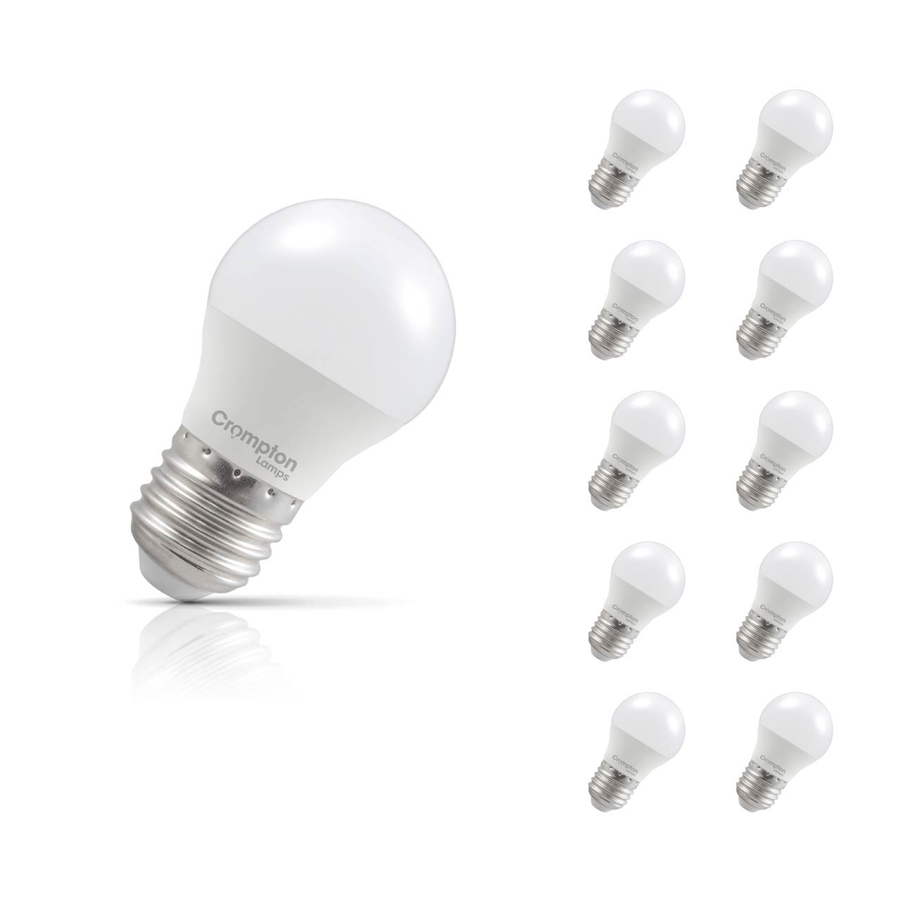 Crompton Lamps LED Golfball 5.9W E27 Dimmable 10-Pack Daylight Opal 60W Eqv