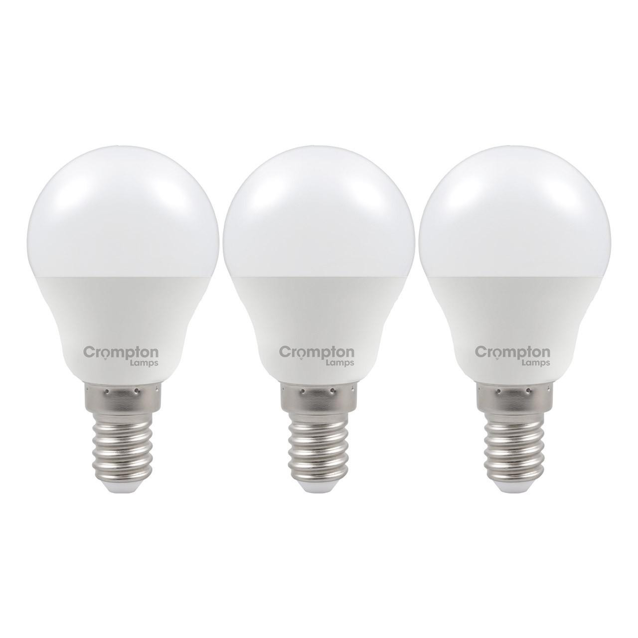 Crompton Lamps LED Golfball 6.5W E14 (3 Pack) Daylight Opal (60W Eqv)