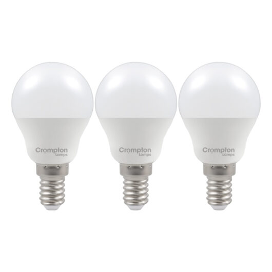 Crompton Lamps LED Golfball 6.5W E14 Dimmable (3 Pack) Daylight Opal (60W Eqv)