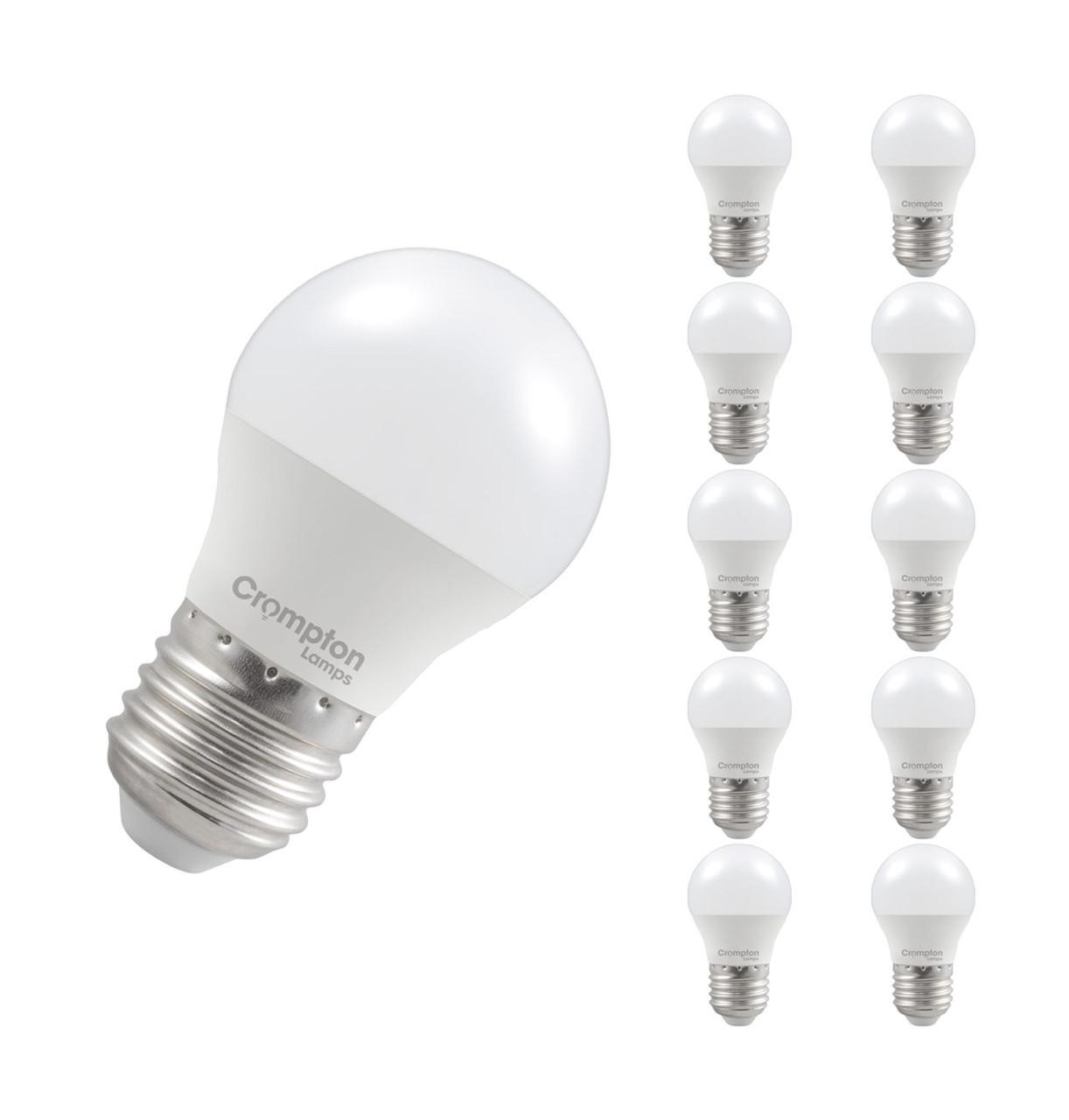 Crompton Lamps LED Golfball 6.5W E27 (10 Pack) Daylight Opal (60W Eqv)