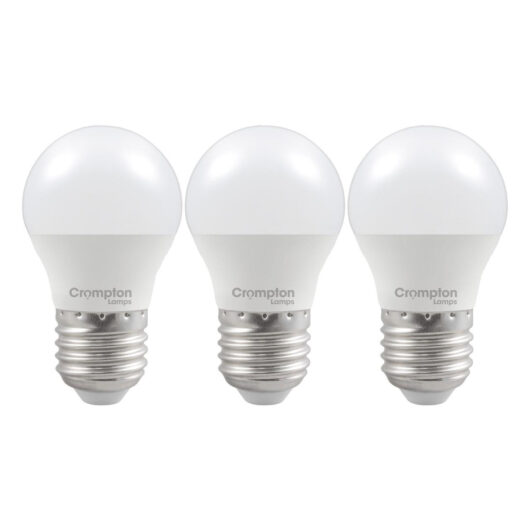 Crompton Lamps LED Golfball 6.5W E27 (3 Pack) Daylight Opal (60W Eqv)