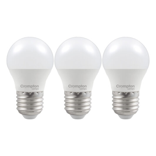 Crompton Lamps LED Golfball 6.5W E27 Dimmable (3 Pack) Daylight Opal (60W Eqv)