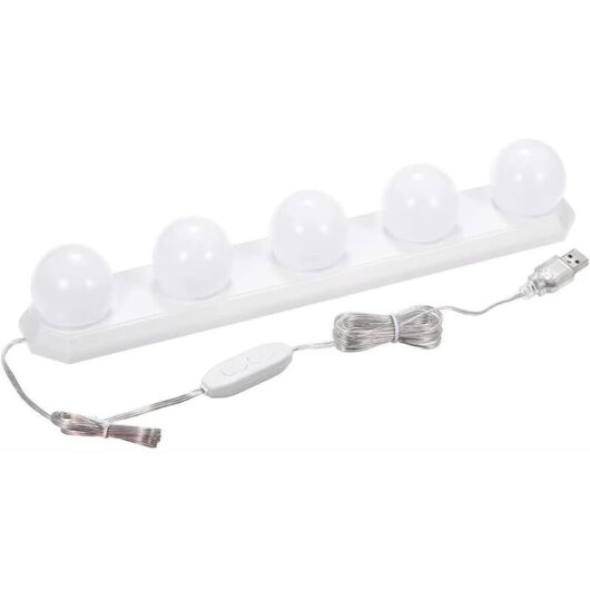 Dimmable usb led Bathroom Mirror Light with 5 Bulbs and 33.5cm usb Cable