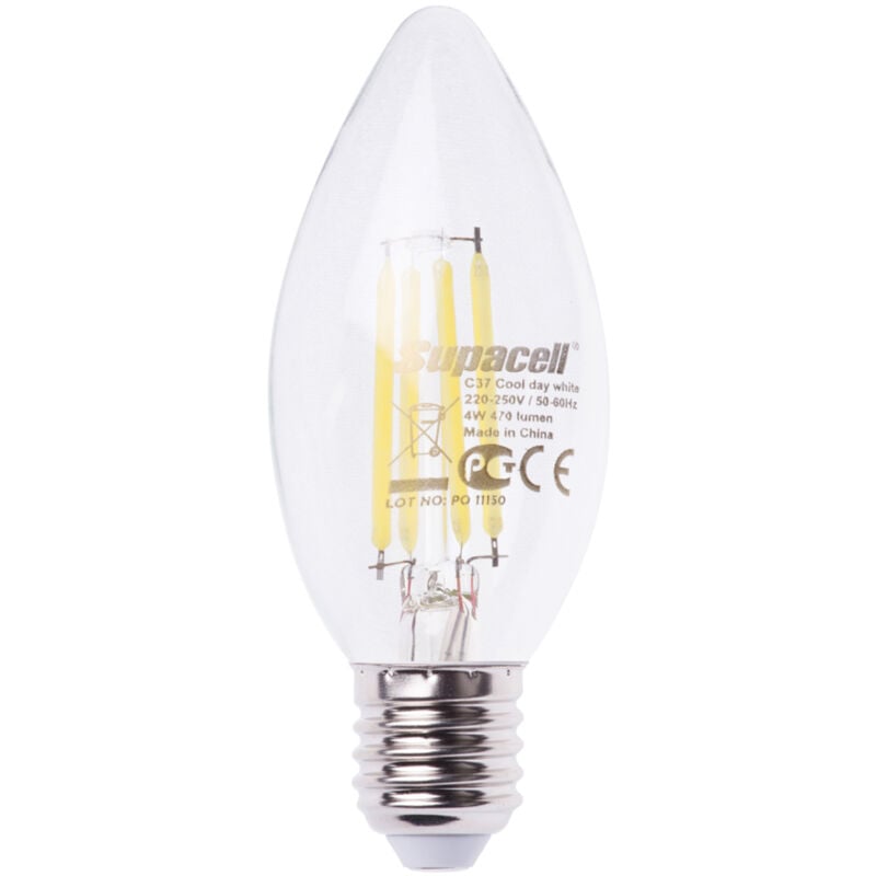 Light Bulb 4 Watt E27 Edison Screw Candle Daylight led - Clear - Litecraft