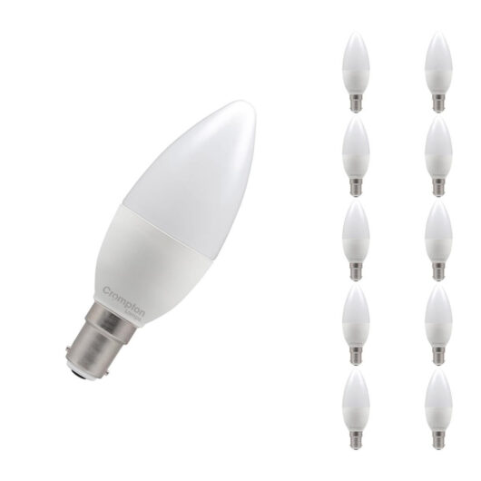 Crompton Lamps LED Candle 4.2W B15 Dimmable (10 Pack) Daylight Opal (40W Eqv)