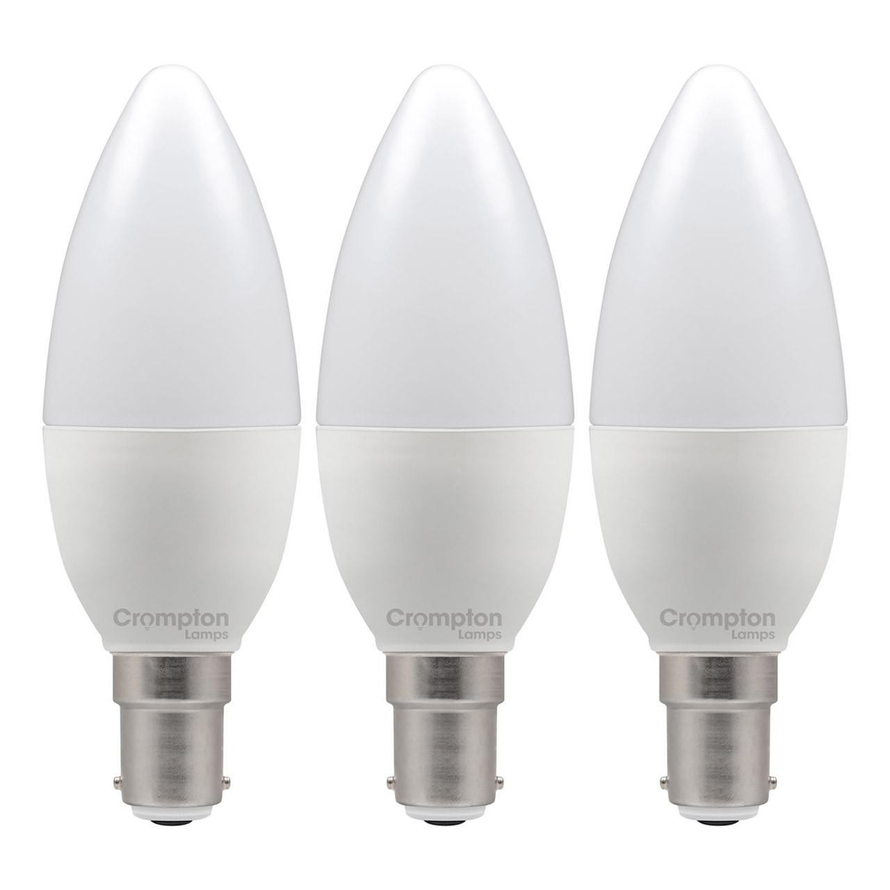 Crompton Lamps LED Candle 4.2W B15 Dimmable (3 Pack) Daylight Opal (40W Eqv)
