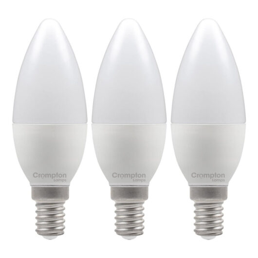 Crompton LED Candle Light Bulbs E14 4.2W Dim Daylight 6500K Small Screw Opal (3 Pack)