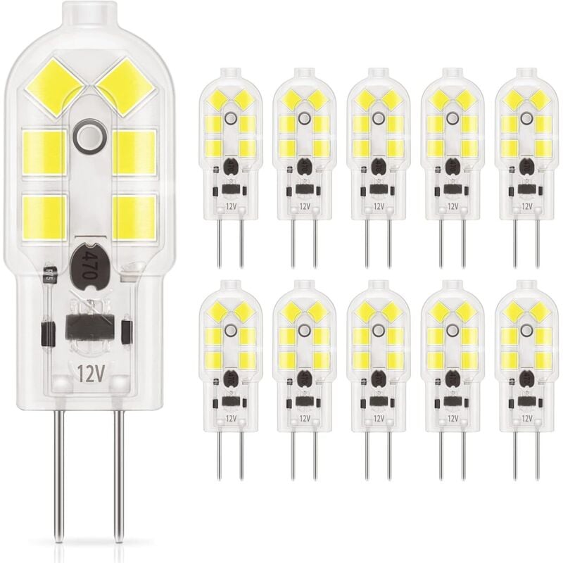 G4 LED Bulb 1.5W 120LM AC/DC 12V Equivalent to 20W Halogen Bulb, Daylight 6000K, Non-Dimmable, Replacement for Range Hood and Chandelier, 10 Pack