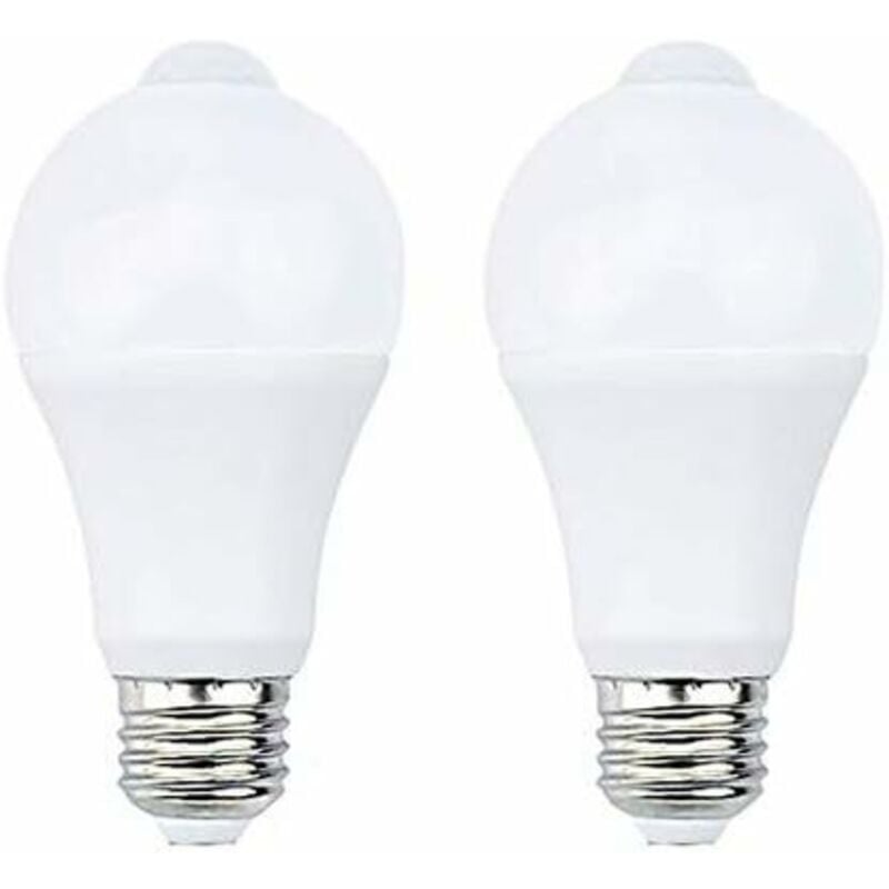 12W E27 PIR Infrared LED Light Bulb with Motion Sensor Automatic ON/OFF A60 220V 700lm Equivalent to 70W Halogen for Staircase Hallway Garage Pack of